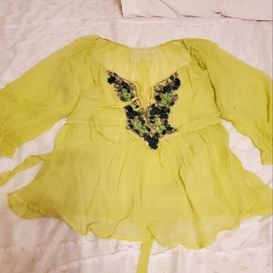 Free People Vintage Silk Beaded Blouse
